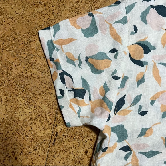 Rachel Zoe 100% Linen Floral Full Button Down Shirt Dress in Sz XL - Picture 7 of 11